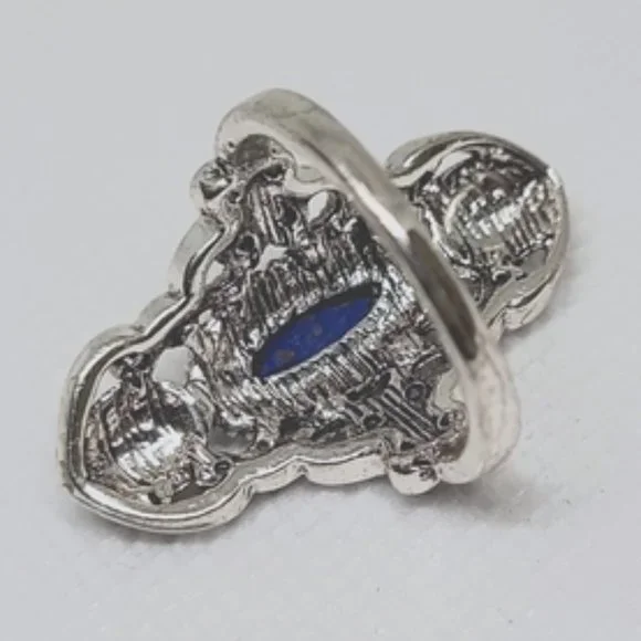 Ancient Silver Lapis-Lazuli Ring Faux Gemstones Silver Plated Blue Size 8 New - Picture 7 of 10